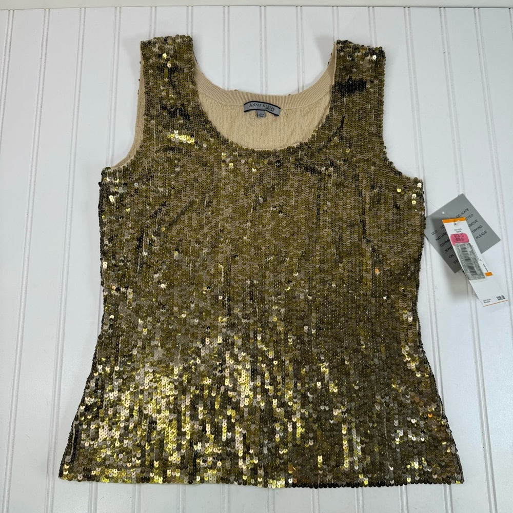 Ann Taylor nwt gold sequin sleeveless top